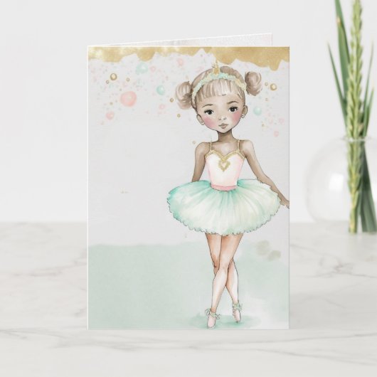 Carte de graphisme de ballerine, anniversaire, pet (Devant)