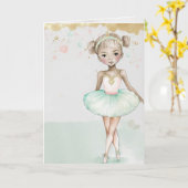 Carte de graphisme de ballerine pour anniversaire  (Fleur jaune)
