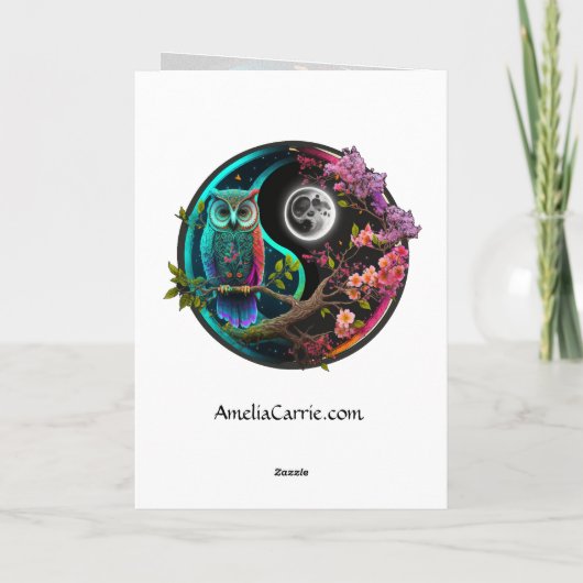 Carte de graphisme de chouette et de lune (Dos)