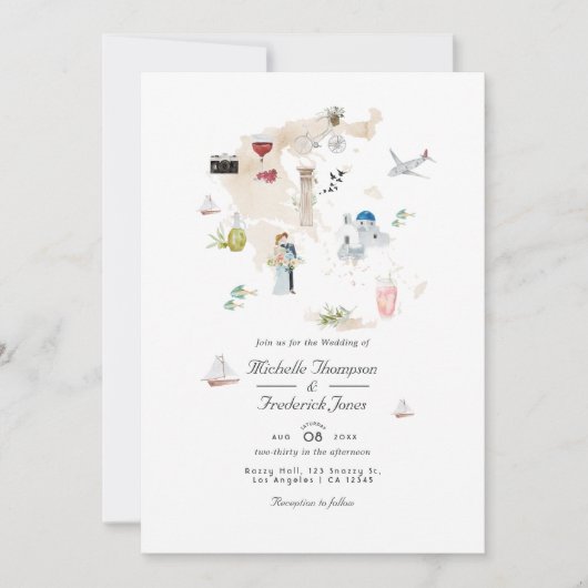 Carte de Grèce QR Code RSVP Destination Mariage (Devant)