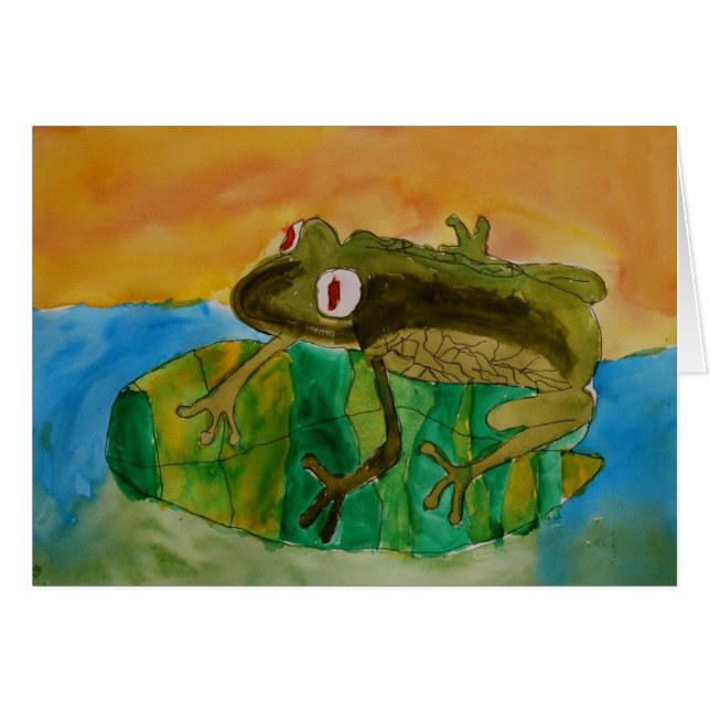 Carte de grenouille verte (Devant horizontal)