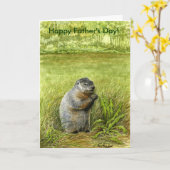 Carte de groundhog de fête des pères (Fleur jaune)