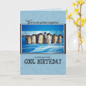 Carte De Group Penguin Anniversaire, Nous tous (Fleur jaune)