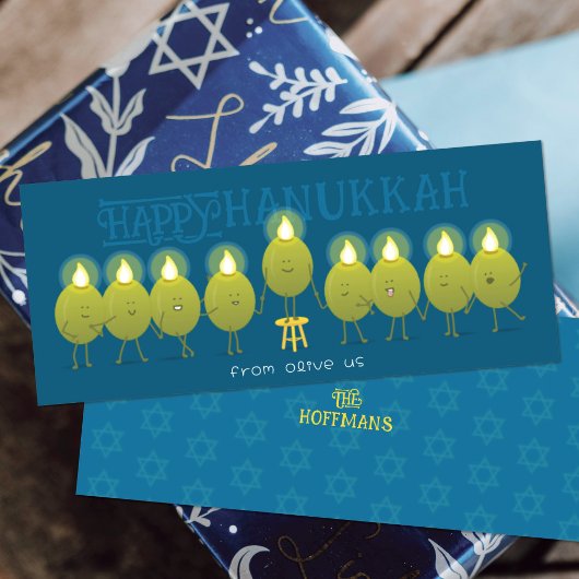 Carte de groupe Olives de la Menorah de Hanoukka |