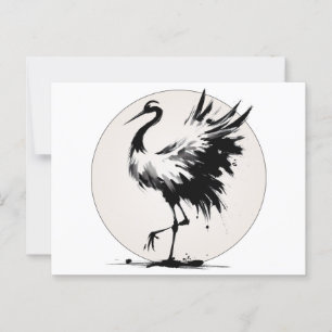 Carte de grue Sumi-e