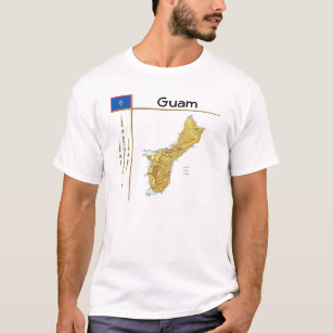 Carte de Guam + Indicateur + Titre T-shirt
