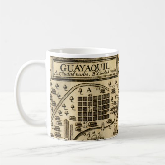 Carte de Guayaquil, Equateur (1741) Mug de café (Gauche)