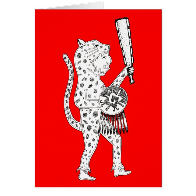 Carte de guerrier Jaguar (blanc sur rouge) (Devant)