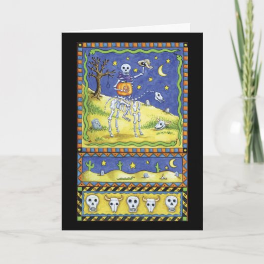 Carte de Halloween avec le cowboy squelettique (Devant)