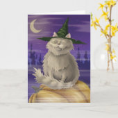 Carte de Halloween avec le grand chat suffisant de (Fleur jaune)