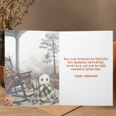 Carte de Halloween chaleureuse avec un gentil fant