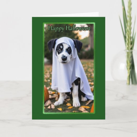 Carte de Halloween Chien Fantôme Mignon (Devant)