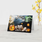 Carte de Halloween de bouledogue (Fleur jaune)