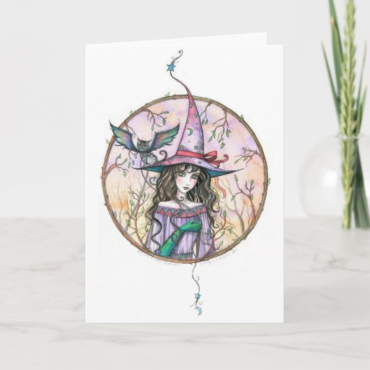 Carte de Halloween de chat sorcière par Molly Harr (Devant)