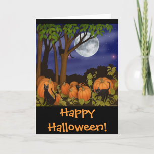 Carte de Halloween de chats noirs et de