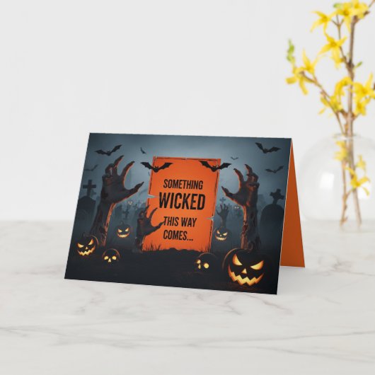 Carte de Halloween de cimetière méchant (Fleur jaune)