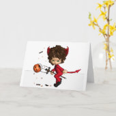 Carte de Halloween de diable de Lil (Fleur jaune)