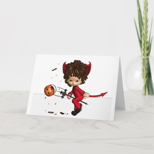 Carte de Halloween de diable de Lil (Devant)