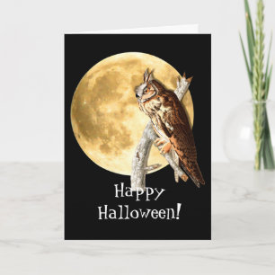 Carte de Halloween de hibou et de lune d'Audubon