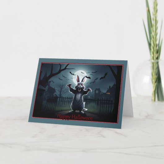 Carte de Halloween de lapin menaçant (Devant)