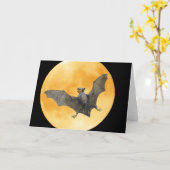 Carte de Halloween de lune d'écureuil de batte (Fleur jaune)