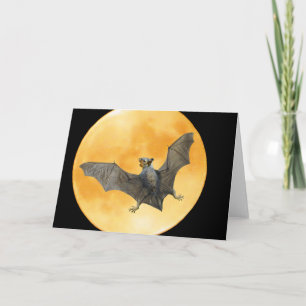 Carte de Halloween de lune d'écureuil de batte