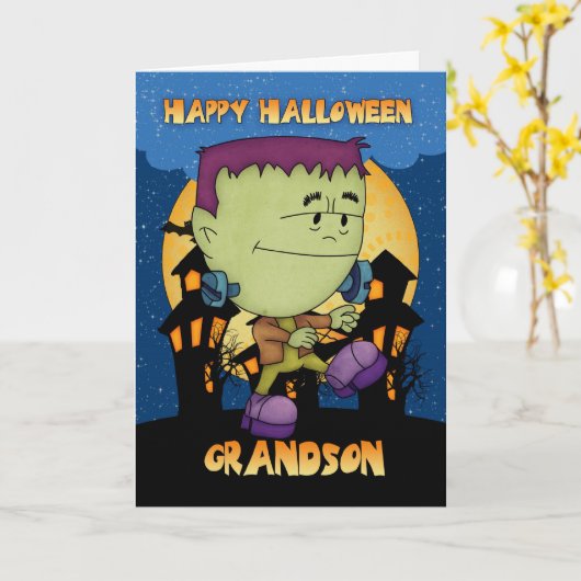 carte de Halloween de petit-fils avec frapper du (Fleur jaune)