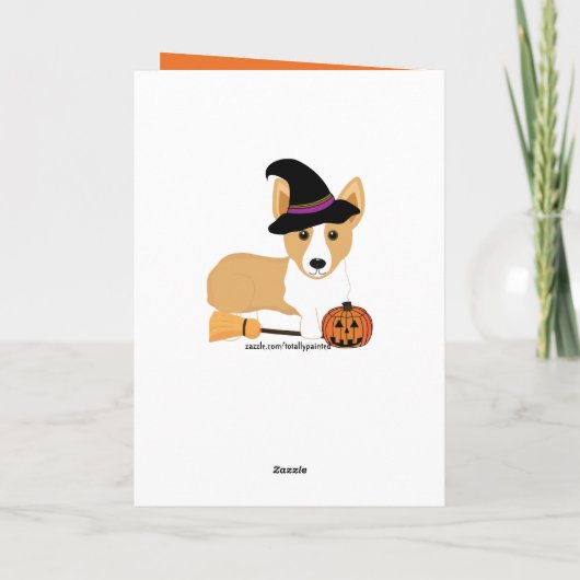 Carte de Halloween de sorcière de corgi (Dos)