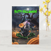 Carte de Halloween de sorcière de vampire (Fleur jaune)