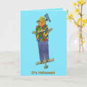 Carte de Halloween d'épouvantail (Fleur jaune)