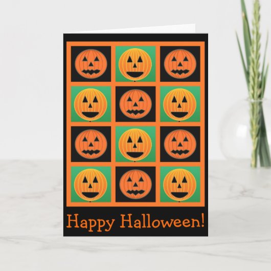 Carte de Halloween d'illustration de citrouille (Devant)