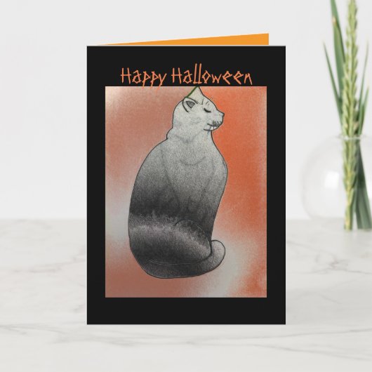 Carte de Halloween éditable Chat Noir (Devant)