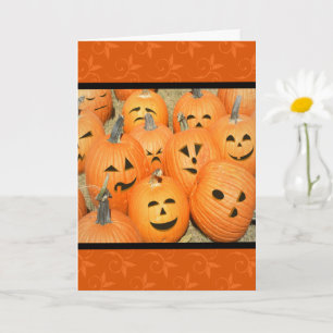 Carte de Halloween Funny Faces Pumpkin Patch