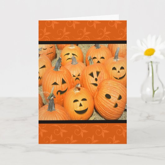 Carte de Halloween Funny Faces Pumpkin Patch (Petite plante)
