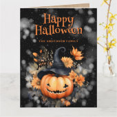 Carte de Halloween Joyeuse avec Fantôme de Citroui (Fleur jaune)