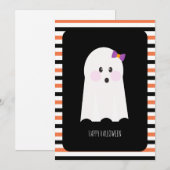 Carte de Halloween Joyeux Fantôme Adorable (Devant / Derrière)