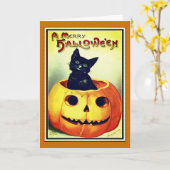 Carte de Halloween Little Black et Jack O' Lantern (Fleur jaune)