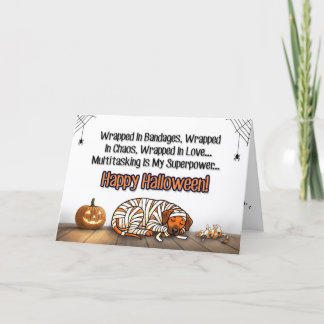 Carte de Halloween malicieuse emmaillotée - Chien