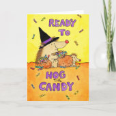 Carte de Halloween mignonne et drôle de hérisson – (Devant)