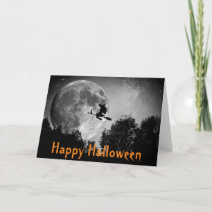 Carte de Halloween personnalisable Sorcière et Lun