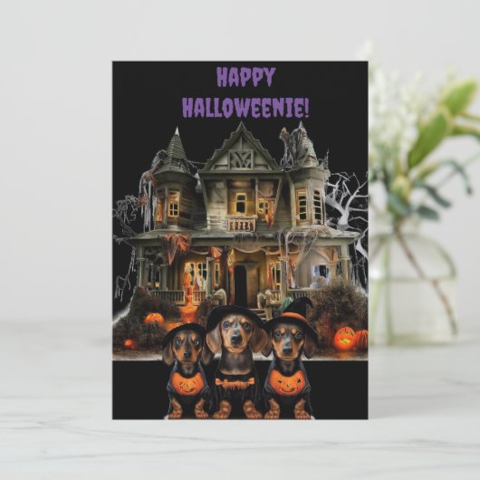 Carte de Halloween teckel (Debout devant)