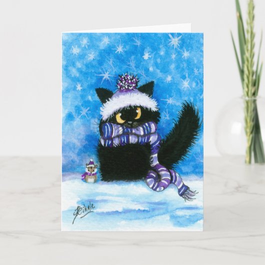 Carte de hamster de chat de neige d'hiver par (Devant)