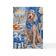 Carte de Hanoucca avec Weimaraner