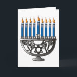 Carte de Hanoukka<br><div class="desc">Carte de Hanoukka - couvrez l'affichage de Menorah,  le texte intérieur indique Hanoukka heureux ! avec une image de répétition de couverture dans un plus de petite taille pour permettre à l'espace d'écrire une salutation manuscrite.</div>