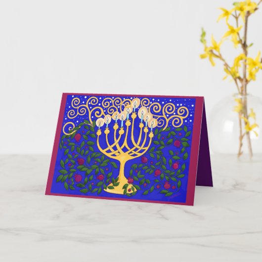 Carte de Hanoukka remplie par lumière (Fleur jaune)