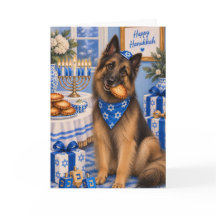 Carte de Hanukkah avec un Tervuren belge | Berger