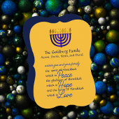 Carte de Hanukkah Blue Menorah