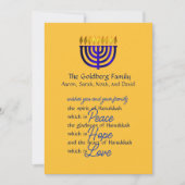 Carte de Hanukkah Blue Menorah (Devant)