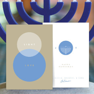 Carte de Hanukkah Moderne Lumière & Amour Beige &