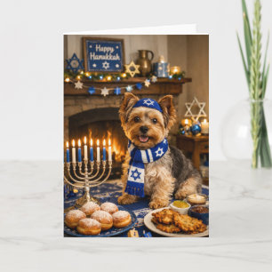 Carte de Hanukkah pour Yorkie adorable – Carte jui
